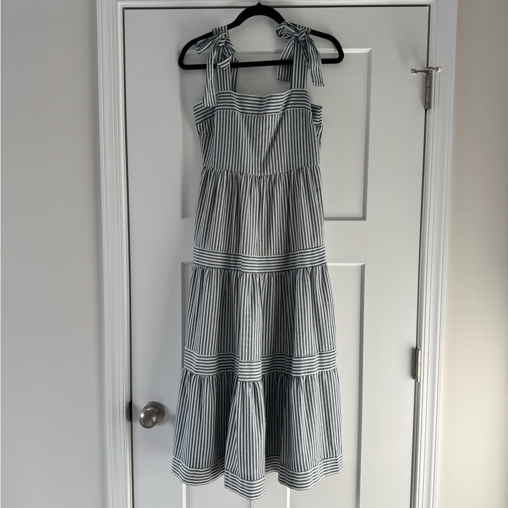 Blu Pepper Navy and White Striped Midi Dress